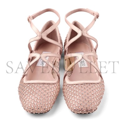 JIMMY CHOO ASTORIA FLAT MACARON SATIN CRYSTAL FLATS ASTORIAFLATQHS